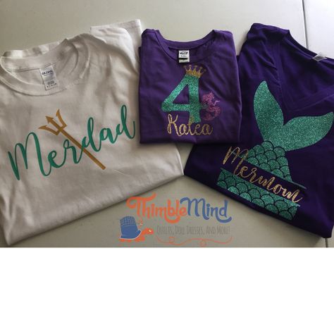 Mermaid birthday shirts ThimbleMind on Etsy 2nd Birthday Party For Girl, Mermaid Theme Birthday Party, Mermaid Birthday Cakes, Mermaid Theme Party, Mermaid Theme Birthday, Mermaid Theme, 1st Birthdays, Mermaid Birthday, Mermaid Party