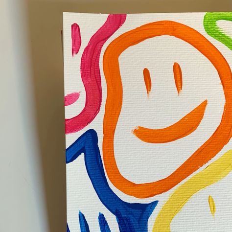 Happy Face Painting Canvas, Painting Inspo, Simple Acrylic Paintings, Acrylic Canvas, Mini Canvas Art, Mini Canvas, Happy Face, Smile Face, Easy Paintings