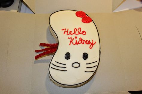 A Hello Kidney Cake... A Special Celebration! Kidney Cake, Donation Quotes, Kidney Donation, Anniversary Cake Designs, Kidney Donor, Finding A New Hobby, Donate Life, Hello Kitty Cake, 1 Year Anniversary