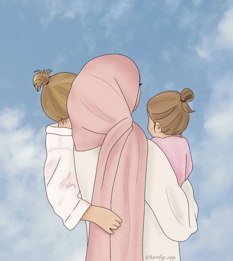 Mother Daughter Dp, Hijab Art, Best Smile Quotes, Mother Daughter Pictures, Cartoon Mom, Cartoons Dp, Islamic Cartoon, Four Sisters