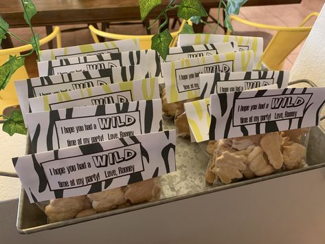 I hope you had a WILD time at my party. Animal cracker party favor take homes for a jungle party. Animal Cracker Party, Jungle Themed Party, Animal Cracker, Jungle Thema, Animal Theme Birthday, Safari Animals Birthday, Wild Birthday Party, Wild One Birthday Party, Animal Birthday Party