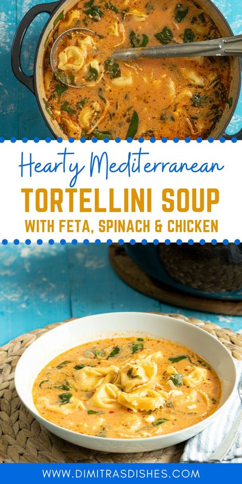 Mediterranean Tortellini Recipes, Mediterranean Recipes Soup, Soup Recipes Mediterranean, Mediterranean Soup Recipes Crock Pot, Tortini Soup, Medditeranean Soup Recipes, Tortellini Soup Healthy, Greek Soup Recipes, Healthy Tortellini Soup