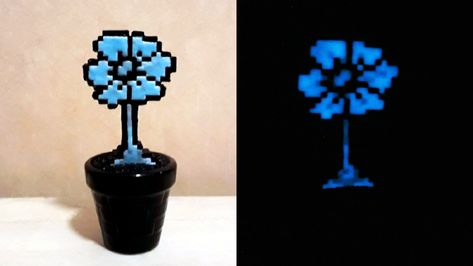 Undertale Room Ideas, Undertale Echo Flower, Undertale Gifts Ideas, Undertale Bedroom Ideas, Undertale Room Decor, Undertale Crafts, Undertale Perler Beads, Flower Pixel Art, Echo Flower