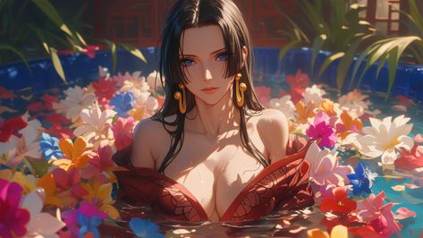 4k HD Wallpaper: Nico Robin in Flower-Filled Spa One Piece Desktop Wallpaper Hd 4k, One Piece Wallpaper Desktop 4k, Chinese Spa, Brooks One Piece, Anime Flower, 4k Hd Wallpaper, One Piece Man, Flower Bath, Spa Set