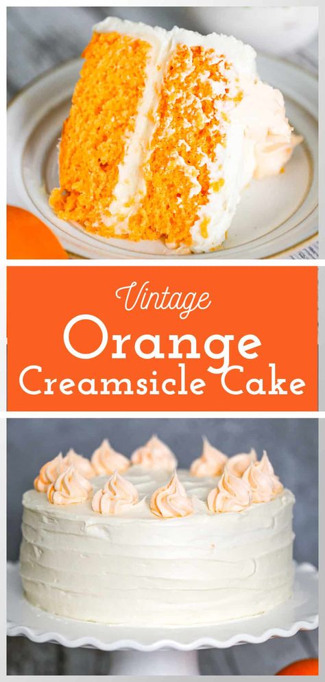 Orange Creamsicle Cake Orange Creamsicle Cake Recipe, Dreamsicle Cake Recipe, Orange Creamsicle Cake, Orange Cream Cheese Frosting, Creamsicle Cake, Orange Cream Cheese, Orange Cake Recipe, Orange Marmalade, Cake Recipes From Scratch