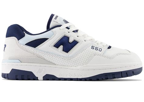 Men's New Balance 550 Sneakers in White/Nb Navy/Quarry Blue Nb 550 Blue, Blue Outfit Men, Navy Blue Outfit, Balance 550, Creative Profile Picture, Fresh Kicks, Birthday List, Hot Sneakers, Blue Outfit