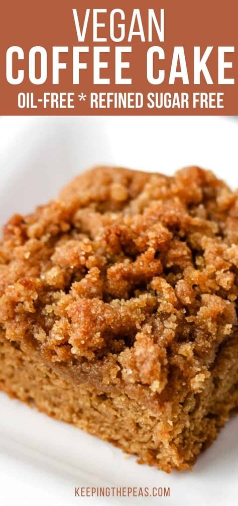 Whole food plant-based ingredients combine to create an out of this world Vegan Coffee Cake with Apple Cinnamon Streusel topping. Moist, light, fluffy, totally indulgent and healthy too! #coffeecake #veganrecipes #vegancoffeecake Plant Based Muffin Recipes, Whole Food Plant Based Muffins, Wfpb Oil Free Recipes, Plant Based Desert, Wfpb Dessert Recipes, Plant Based Muffins, Wfpb Breakfast, Vegan Coffee Cake, Cinnamon Streusel Topping