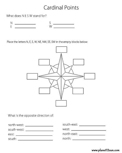 Cardinal Points Directions Worksheet, Map Skills Worksheets, Cardinal Points, Third Grade Social Studies, Free Worksheets For Kids, Cardinal Point, Geography Worksheets, Cardinal Directions, 6th Grade Social Studies