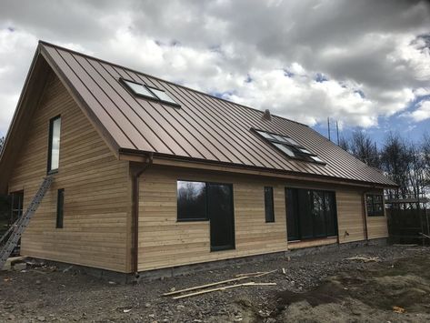 Copper House, Scotland - The Metal Roof Company Copper Cladding, New Build House, House Scotland, Inverness Scotland, Copper House, Build House, Copper Roof, Rural House, Roofing Companies