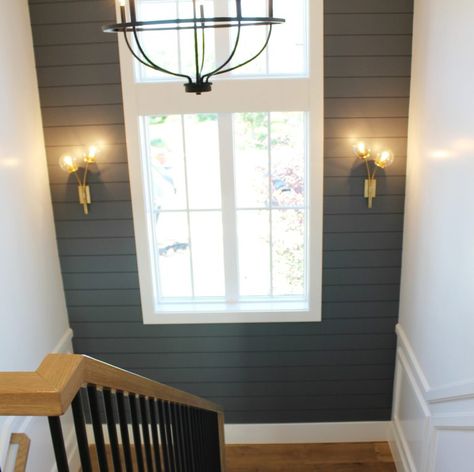 Modern Farmhouse Home Tour (Utah Valley Parade of Homes) Wall Accent Ideas, Staircase Wall Decor, Stairwell Lighting, Shiplap Accent Wall, Modern Farmhouse Home, Wall Accent, Lighting Wall, Up House, Parade Of Homes