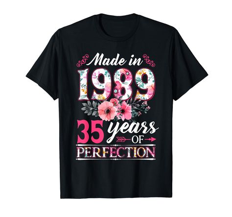 PRICES MAY VARY. Awesome Since 1989, Born in 1989 Limited Edition Floral design is perfect gift idea for women born in 1989, January, February, March, April, May, June, July, August, September, October, November, December. Cool gift for friend who are turning 35 years old. Celebrate your 35 Years of Being Awesome, Born in 1989 35th birthday gifts for women. Made in 1989 35 year old gifts for Wife, Aunt, Mom, Mother in Law, Stepmom, Mama, Granny, Grandma, Grandmom for Birthday, Thanksgiving, Chri 55th Birthday, T Shirt Flowers, April May, 40th Birthday Gifts, Birthday Woman, Women Humor, Flower Shirt, Birthday Gifts For Women, Women T Shirt