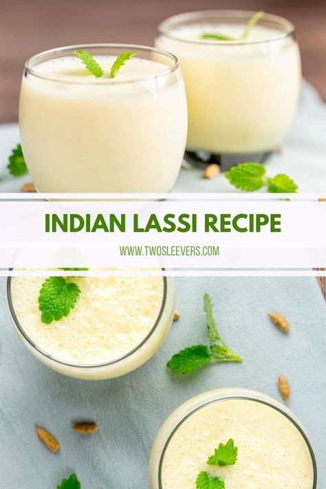 Indian Yogurt Drink, Indian Lassi Recipe, Sweet Lassi Recipe, Mango Lassi Recipe Indian, Lassi Drink Recipe, Yogurt Drink Recipe, Indian Lassi, Indian Sides, Indian Yogurt