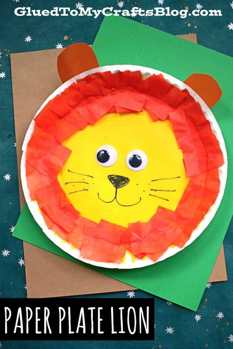 #gluedtomycrafts Tissue Paper & Paper Plate Lion – Toddler Friendly Craft Idea Paper Plate Lion, Paper Plate Animals, Lion Craft, Lions Den, Tissue Paper Crafts, Slp Ideas, Dinosaur Crafts, Paper Plate Crafts, Plate Crafts