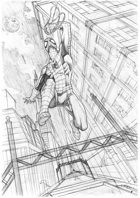 Pencil pages for SuperHeroes!! | Art and Life: JC Wong Spider Man Swinging Drawing, Spider Man Swinging, Sketch Board, Comic Pages, Spiderman 3, Comic Page, Spiderman, Sketch, Pencil