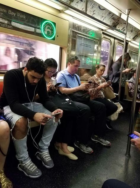 Everyone On Their Phones, Person On Their Phone, People On Phones, People On Their Phones, Subway People, Ap Photography, Phone Addict, Odd Names, People Reference