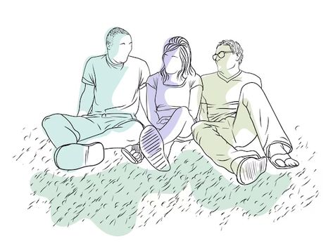 Friends Sketch, Earth Drawings, Friends Hanging Out, Minimal Drawings, Vector Line, Drawings Of Friends, Friends Laughing, Sketches Simple, Three Friends