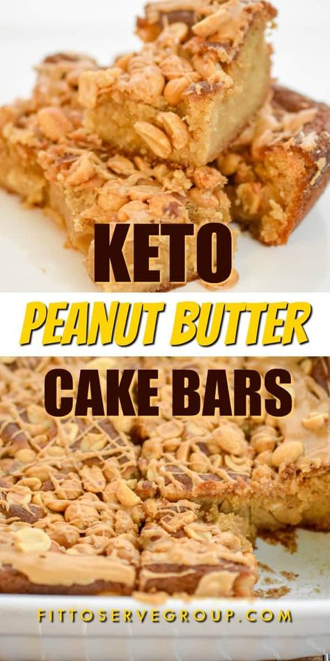 Keto Peanut Butter Dessert, Peanut Butter Cake Bars, Butter Cake Bars, Peanut Butter Dessert, Fitness Before After, Low Carb Bars, Keto Cakes, Sugar Free Peanut Butter, Keto Bars