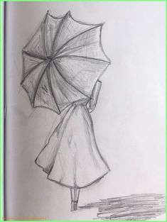 Umbrella Drawing, Cartoon Drawings Of People, Girl Drawing Sketches, Art Sketches Pencil, Autumn Scenes, Sketches Easy, Pencil Sketch, Art Drawings Sketches, Portrait Drawing