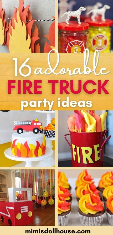 Fire Party Ideas, Fire Birthday, Fire Party, Fire Man, Fireman Party, Firetruck Birthday Party, Fire Truck Party, Firefighter Party, Fireman Birthday