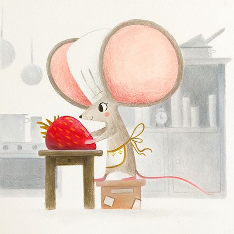 The little mouse and the strawberry on Behance Storyboard Examples, Storyboard Ideas, Mouse Illustration, Storyboard Illustration, Mouse Drawing, The Artist Movie, Cool Car Drawings, Art Mignon, Traditional Artwork