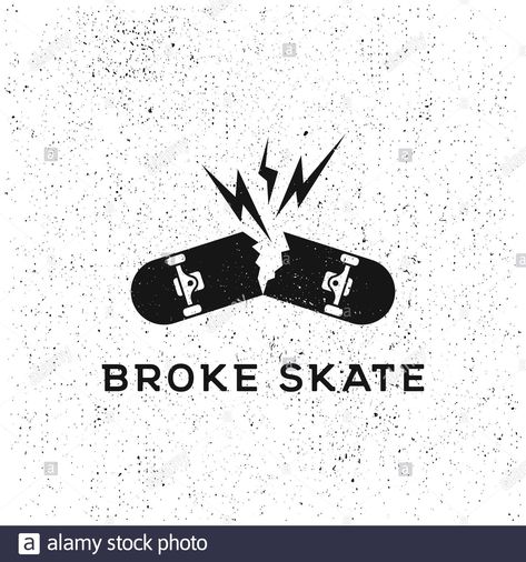 Broken Skateboard, Skateboard Tattoo, Simple Vector Illustration, Skateboard Logo, Club Logo, Grunge Textures, Logo Templates, Logo Branding, Vector Art