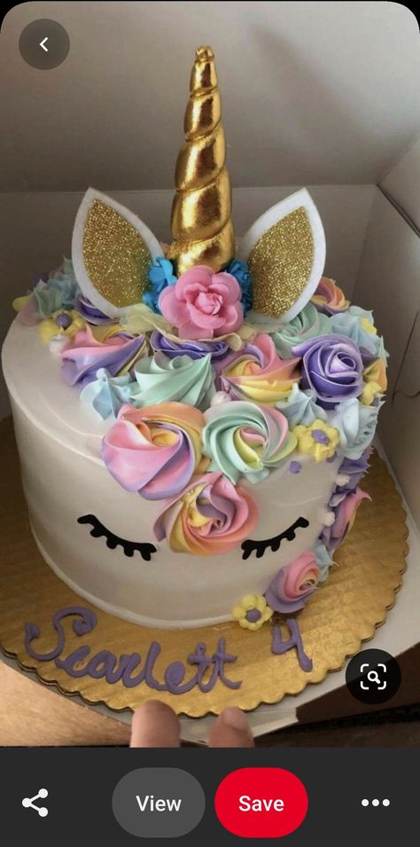 Easy Unicorn Cake, Unicorn Birthday Party Cake, Savory Cakes, Unicorn Birthday Party Decorations, Unicorn Themed Birthday Party, 4th Birthday Cakes, Unicorn Birthday Cake, Rainbow Unicorn Birthday, Unicorn Cake Topper