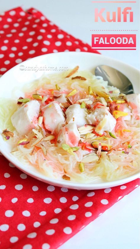 Kulfi Falooda Photography, Kulfi Falooda, Indian Ice Cream, Falooda Recipe, Rose Syrup, Flavored Ice, Kulfi Recipe, Sweet Recipe, Homemade Ice Cream Recipes