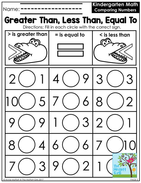 Greater Than, Less Than, Equal To- Perfect activity to teach Kindergarten about comparing numbers!  Plus, there are tons of math centers and worksheets to compare numbers. Comparing Numbers Worksheet, Math Preschool, Number Worksheets Kindergarten, Kindergarten Math Free, Kindergarten Math Worksheets Free, Greater Than Less Than, Kindergarten Addition Worksheets, Math Addition Worksheets, Numbers Worksheets