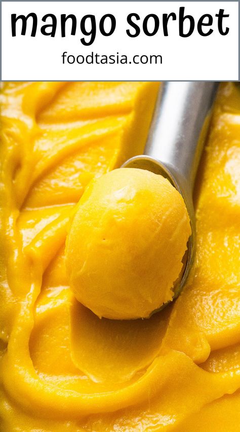 Mango Sorbet Recipe, Sorbet Ice Cream, Mango Sorbet, Sorbet Recipes, Mango Flavor, Mango Recipes, Homemade Ice, Homemade Ice Cream, Cream Recipes