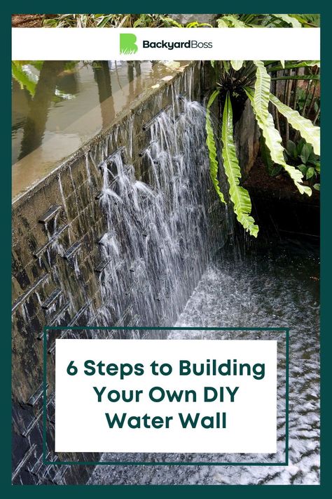 Do you want to add a decorative water wall to a room in your house, but it's not in the budget? In this guide, we describe how to build a water wall at home for a fraction of the cost. You can elevate any space with your own decorative water feature. Add a personal touch to complement the decor in your home by staining or painting the wood to fit in with the other furniture in the space or selecting a different tile for the surface of the wall. Outdoor Water Wall Diy, Water Walls Outdoor, Outdoor Water Wall, Water Wall Diy, Water Curtain Wall, Indoor Waterfall Wall, Stone Water Features, Water Wall Fountain, Outdoor Wall Fountains