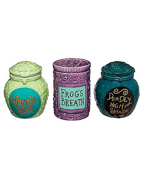 The Nightmare Before Christmas Potion Jars - 3 Pack - Spirithalloween.com Potion Jars, Origami Fortune Teller, Unique Jars, Nightmare Before Christmas Halloween, Purple Candy, Spencers Gifts, Wood Pumpkins, Scary Costumes, Goth Home Decor