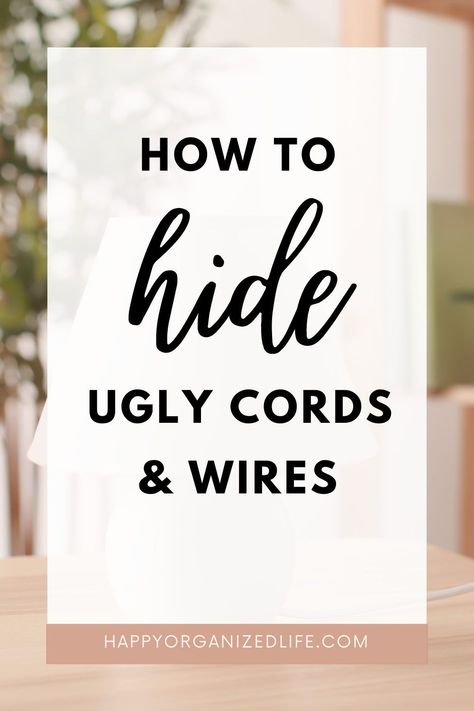 How To Hide Ugly and Unsightly Cords and Wires - 1 quick, easy, and inexpensive tip that can hide your cords and make your home look a million times better. Hiding Cords On Desk In Middle Of Room, Hide Cords On Countertop, Creative Ways To Hide Cords, Hide Power Strip, How To Hide Wires, How To Hide Lamp Cords, How To Hide Cords On Kitchen Counter, How To Hide Cords, Tv Cord Hiding Ideas