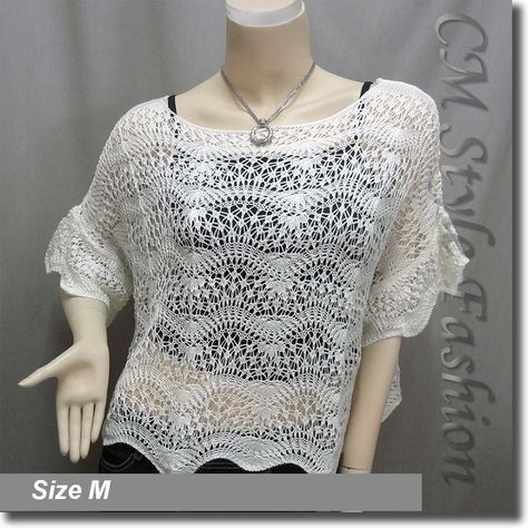 Knit Mesh Sweater, Scallop Sweater, Lavender Sweater, White Knit Top, Mesh Sweater, Crochet Cable, Knit Shrug, Knit Mesh, Lace Wrap