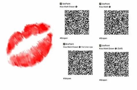 Kiss Mark Brush Ibis Paint Qr Code, Kiss Qr Code Ibis Paint, Kiss Ibis Paint Code, Kiss Brush Ibis Paint, Ibis Paint Qr Code, Kiss Mark, Paint Brush Drawing, Paint Brush Art, Brush Drawing