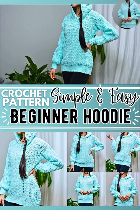 Crochet Clothing Beginner, How To Crochet A Sweater Free Pattern, Sew Hoodie Pattern, Crochet 3.5mm Pattern, Easy Crochet Hoodie Pattern Free, Free Sweater Crochet Patterns, Crochet Winter Clothes Free Pattern, Hoodie Crochet Pattern Free, Free Winter Crochet Patterns