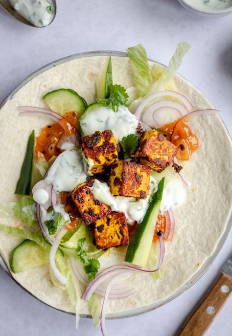 Paneer Marinade Recipe, Marinated Paneer Recipe, Paneer Tikka Wrap Recipe, Paneer Wraps Indian, Healthy Paneer Recipes For Diet, Aesthetic Lunch Recipes, Paneer Healthy Recipes, Lunch Recipes Air Fryer, Paneer Wrap Recipes