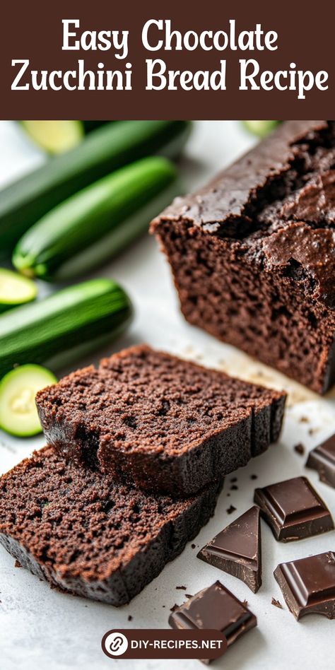 Try this Easy Chocolate Zucchini Bread recipe! A delicious way to enjoy zucchini with a rich chocolatey twist. Chocolate Zucchini Bread Recipes, Chocolate Zucchini Bread Recipe, Zucchini Bread Recipe, Chocolate Zucchini Bread, Cooking Chocolate, Zucchini Bread Recipes, Chocolate Bread, Chocolate Zucchini, Zucchini Bread