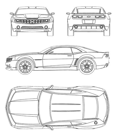 Car Reference For 3d Modeling, Chevrolet Camaro Drawing, Car Blueprint 3d Modeling, Car Blue Print, Mustang Blueprint, Camaro Drawing, Chevrolet Camaro Art, Cars Blueprints, Truck Blueprint