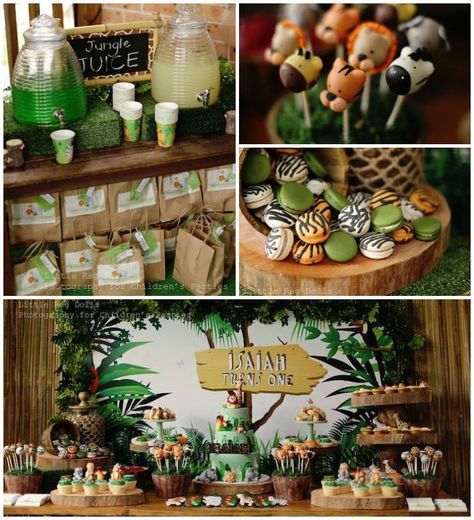 Jungle themed birthday party #partyideas #kidsparty #birthday Jungle Themed Birthday Party, Jungle Theme Birthday Party, Zoo Birthday Party, Jungle Thema, Jungle Safari Birthday, Lion King Baby Shower, Jungle Theme Parties, Jungle Theme Birthday, Jungle Birthday Party