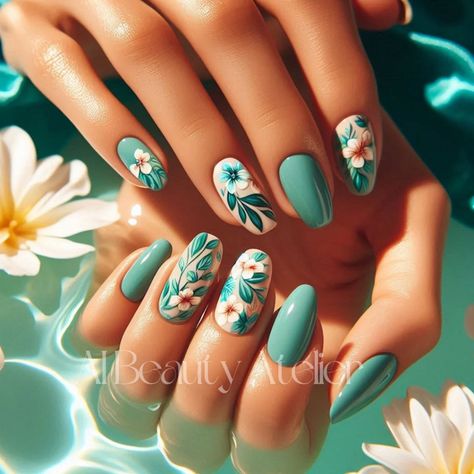 Holiday Inspired Nail Art Ideas 💅🥰 These designs are creative concepts; kindly tag us if you recreate any of our looks.🩷 Would love to see your recreations 🩷. #AINailArt #AIManicure #VirtualNailDesigns #AIManiInspo #CreativeNailsAI #AIManicureTrends #NailsByAI #nailstyles #aidesignednails #nailart #nailpolish #nailpolishart #minimalnails #beautyeditorial #manicurenails . . . . . AI Nail Art Designs Digital Manicure Trends Virtual Nail Studio AI Manicure Inspiration Creative Nails by AI Uni.. Bahamas Nails, Blue Floral Nails, Tropical Nails, Manicure Inspiration, Floral Nail Designs, Minimal Nails, Nail Polish Art, Floral Nail Art, Beach Nails