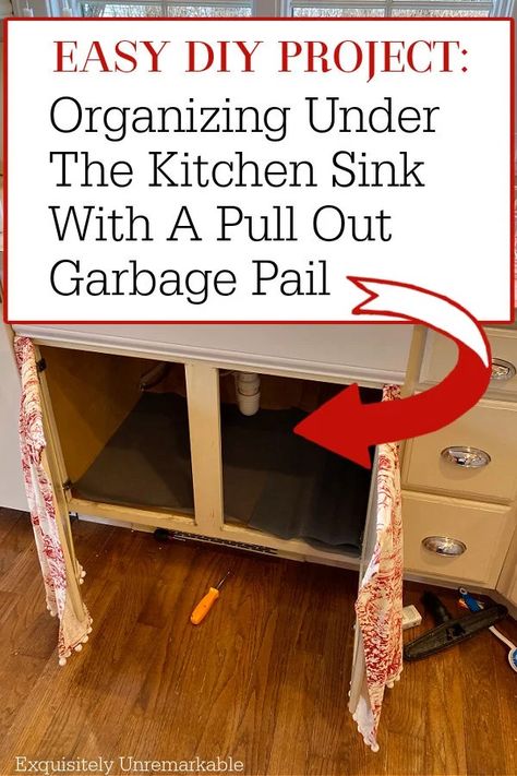 Organizing Under The Sink With Pull Out Garbage Pail Pull Out Trash Cabinet Under Sink, How To Install Trash Can In Cabinet, Garbage Can Under Kitchen Sink, Under Cabinet Trash Can Diy, Garbage Under Kitchen Sink, Under Sink Garbage Pull Out, Under Sink Trash Can Pull Out, Hidden Garbage Cans Kitchens, Hidden Trash Can Kitchen