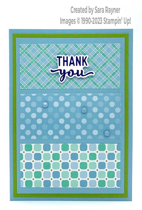 Stampin Up Dandy Designs, Dandy Designs Dsp, Strip Cards, Handmade Thank You Cards, Faceted Gems, Specialty Paper, Creative Cards, Paper Craft Projects, Dots Pattern