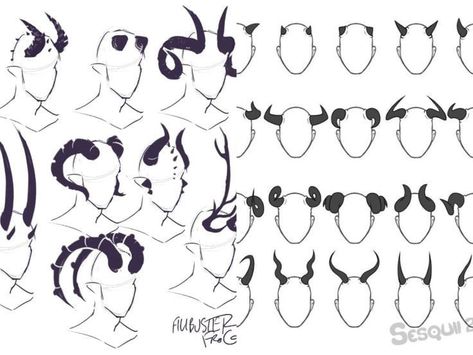 Horns Drawing References, Horns Reference, 얼굴 그리기, Manga Drawing Tutorials, Human Anatomy Art, Drawing Expressions, Concept Art Drawing, Creature Concept Art, Anime Drawings Tutorials