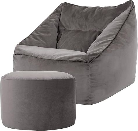 icon Natalia Velvet Lounge Chair Bean Bag and Pouffe, Charcoal Grey, Giant Bean Bag Velvet Chair, Large Bean Bags for Adult with Filling Included, Accent Chair Living Room Furniture : Amazon.co.uk: Home & Kitchen Grey Mens Bedroom, Giant Bean Bag, Giant Bean Bag Chair, Large Bean Bags, Velvet Lounge Chair, Giant Bean Bags, Bedroom Couch, Mens Bedroom, Couch Chair