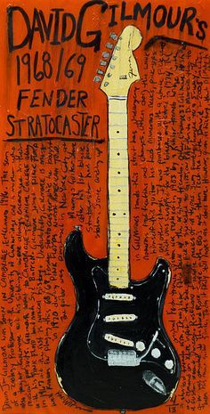 Black Stratocaster, Vintage Guitars Acoustic, Electric Guitar Art, Drawing Music, Guitar Images, Pink Floyd Art, Guitar Drawing, Guitar Wall Art, Best Guitar Players