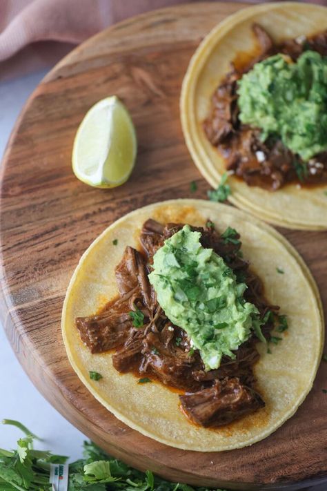 Slow Cooker Shredded Beef Tacos Crockpot Shredded Beef Tacos, Enchalada Sauce, Crockpot Shredded Beef, Slow Cooker Shredded Beef, Shredded Beef Tacos, Beef Tacos, Gluten Free Chili, Shredded Beef, Chuck Roast