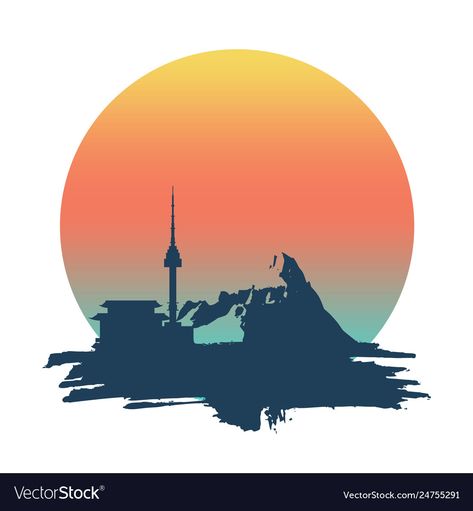 Namsan Tower, Mountain Silhouette, Transparent Png, Brush Strokes, High Res, Simple Style, Seoul, Png Images, Adobe Illustrator