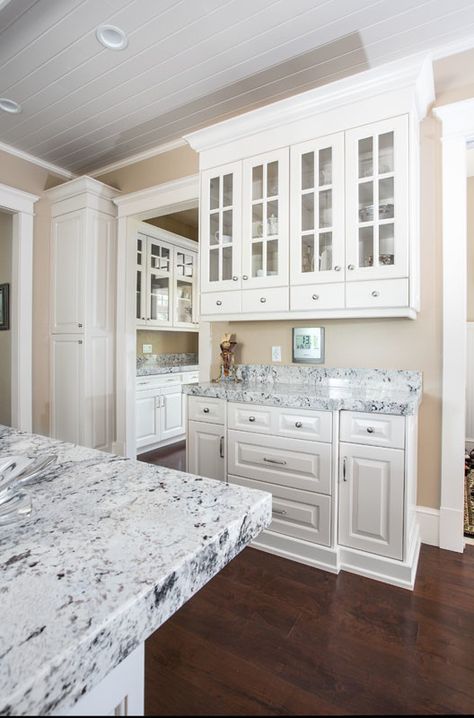 Traditional White Ice Granite Project - Traditional - Kitchen - Salt Lake City - by Bedrock Quartz | Houzz White Ice Granite Countertops, White Ice Granite, Best Countertops, Slate Countertop, Countertops Quartz, Countertop Choices, Grey Kitchen Island, Kitchen Remodel Countertops, Recessed Panel Cabinets