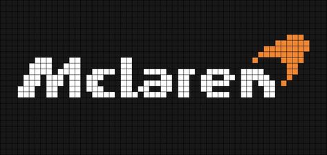 A pixel art template of the McLaren logo, orange with white text. F1 Perler Beads, Formula 1 Perler Beads, F1 Cross Stitch, F1 Pixel Art, Mclaren Logo, Easy Disney Drawings, F1 Art, Pixel Art Templates, Pixel Drawing