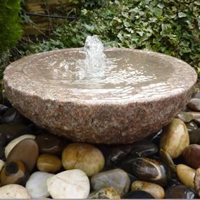 Stone Water Features, Diy Solar Fountain, Pink Granite, Outdoor Water Features, Garden Water Feature, Solar Fountain, Fountain Pump, Garden Water, Water Features In The Garden